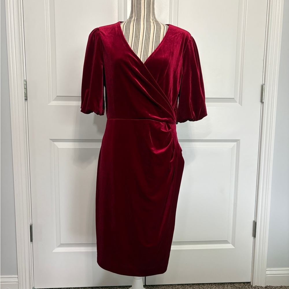 DKNY Rich Burgundy Velvet Wrap Dress